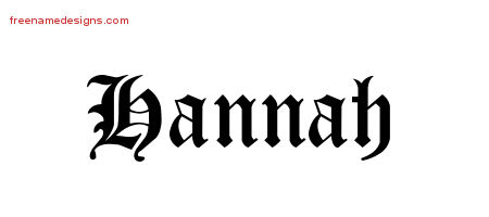 Blackletter Name Tattoo Designs Hannah Graphic Download