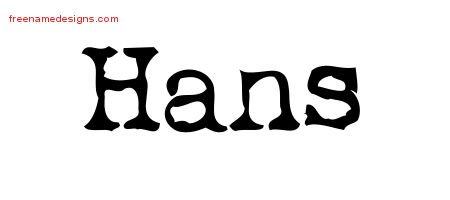 Vintage Writer Name Tattoo Designs Hans Free