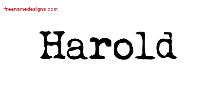 Vintage Writer Name Tattoo Designs Harold Free Lettering