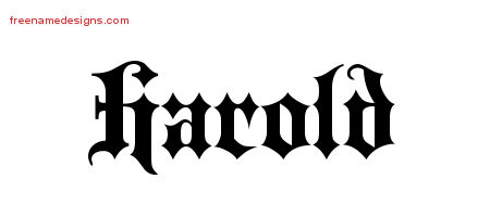 Old English Name Tattoo Designs Harold Free Lettering