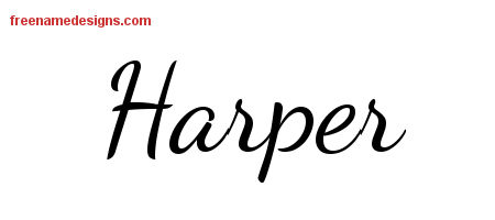 Lively Script Name Tattoo Designs Harper Free Printout