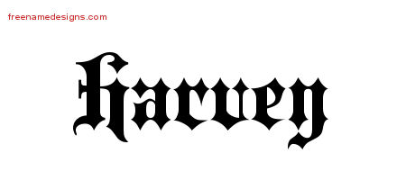 Old English Name Tattoo Designs Harvey Free Lettering
