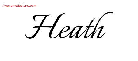 Calligraphic Name Tattoo Designs Heath Free Graphic