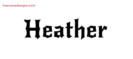 Gothic Name Tattoo Designs Heather Free Graphic