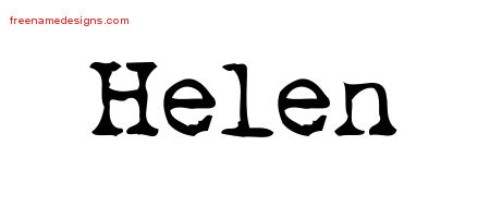 Vintage Writer Name Tattoo Designs Helen Free Lettering