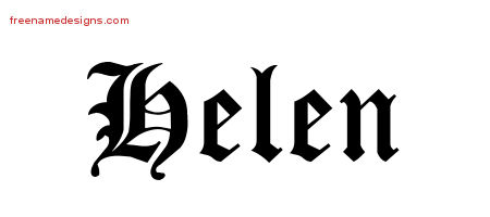 Blackletter Name Tattoo Designs Helen Graphic Download