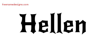 Gothic Name Tattoo Designs Hellen Free Graphic