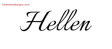 Calligraphic Name Tattoo Designs Hellen Download Free