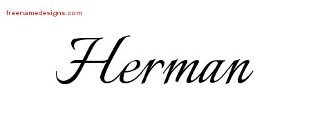 Calligraphic Name Tattoo Designs Herman Free Graphic