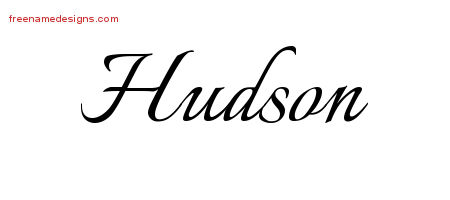 Calligraphic Name Tattoo Designs Hudson Free Graphic