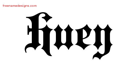 Old English Name Tattoo Designs Huey Free Lettering
