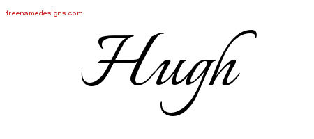 Calligraphic Name Tattoo Designs Hugh Free Graphic