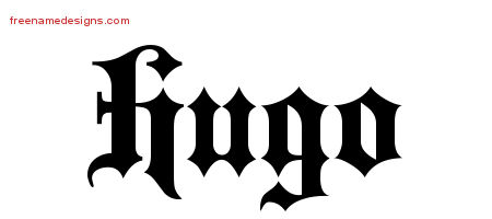 Old English Name Tattoo Designs Hugo Free Lettering