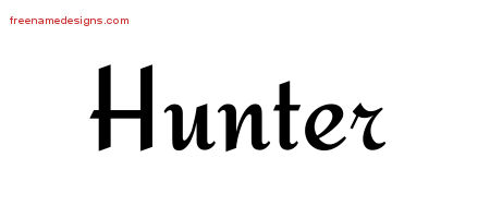 Calligraphic Stylish Name Tattoo Designs Hunter Free Graphic
