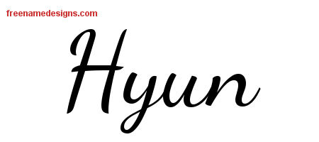 Lively Script Name Tattoo Designs Hyun Free Printout