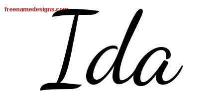Lively Script Name Tattoo Designs Ida Free Printout