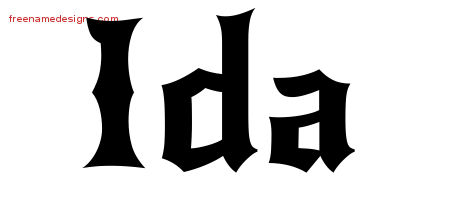 Gothic Name Tattoo Designs Ida Free Graphic