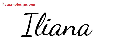 Lively Script Name Tattoo Designs Iliana Free Printout
