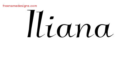 Elegant Name Tattoo Designs Iliana Free Graphic