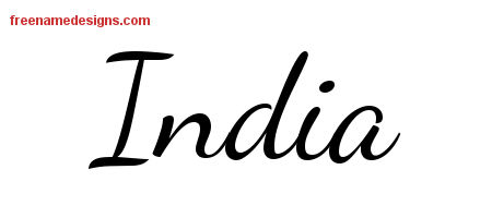 Lively Script Name Tattoo Designs India Free Printout