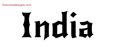 Gothic Name Tattoo Designs India Free Graphic