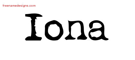 Vintage Writer Name Tattoo Designs Iona Free Lettering