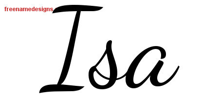 Lively Script Name Tattoo Designs Isa Free Printout