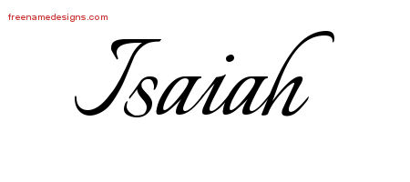 Calligraphic Name Tattoo Designs Isaiah Free Graphic