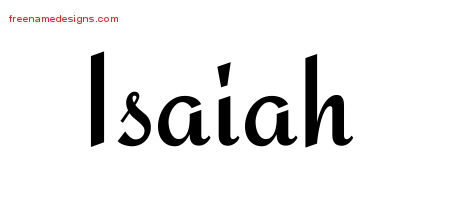 Calligraphic Stylish Name Tattoo Designs Isaiah Free Graphic