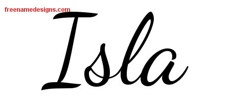 Lively Script Name Tattoo Designs Isla Free Printout
