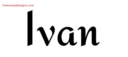 Calligraphic Stylish Name Tattoo Designs Ivan Free Graphic