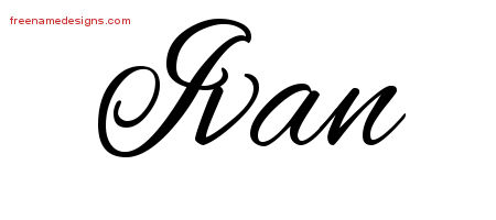 Cursive Name Tattoo Designs Ivan Free Graphic