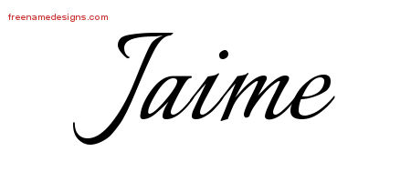 Calligraphic Name Tattoo Designs Jaime Free Graphic