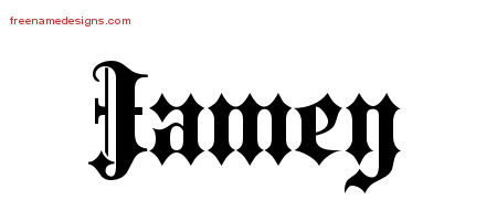 Old English Name Tattoo Designs Jamey Free Lettering