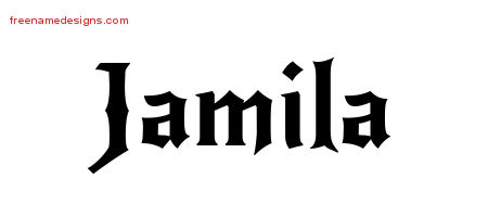 Gothic Name Tattoo Designs Jamila Free Graphic