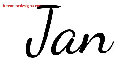 Lively Script Name Tattoo Designs Jan Free Printout