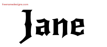 Gothic Name Tattoo Designs Jane Free Graphic