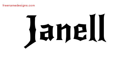 Gothic Name Tattoo Designs Janell Free Graphic