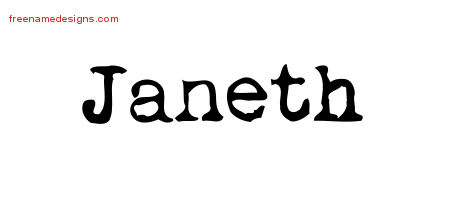 Vintage Writer Name Tattoo Designs Janeth Free Lettering
