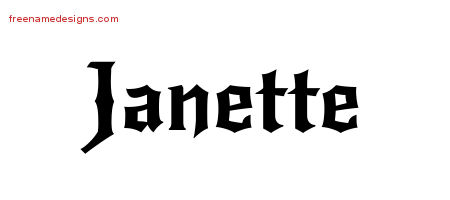 Gothic Name Tattoo Designs Janette Free Graphic