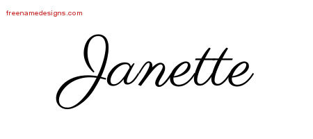 Classic Name Tattoo Designs Janette Graphic Download