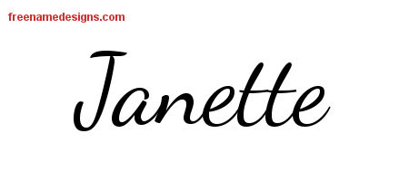 Lively Script Name Tattoo Designs Janette Free Printout