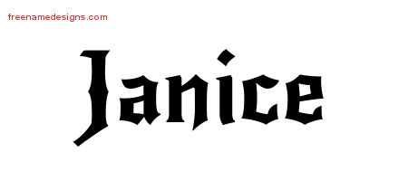 Gothic Name Tattoo Designs Janice Free Graphic