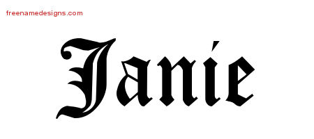Blackletter Name Tattoo Designs Janie Graphic Download