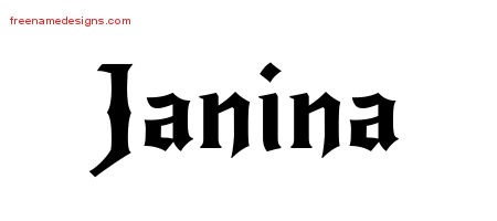 Gothic Name Tattoo Designs Janina Free Graphic
