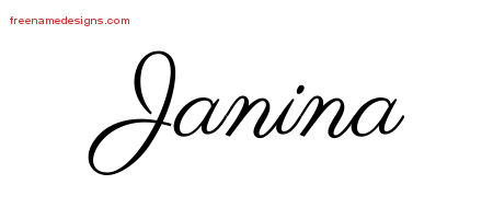 Classic Name Tattoo Designs Janina Graphic Download