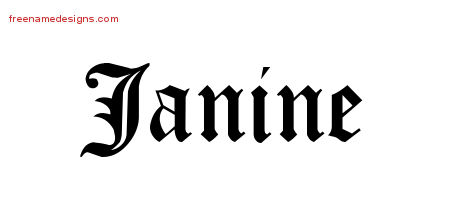 Blackletter Name Tattoo Designs Janine Graphic Download