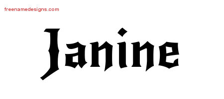 Gothic Name Tattoo Designs Janine Free Graphic