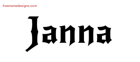 Gothic Name Tattoo Designs Janna Free Graphic