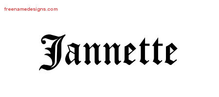 Blackletter Name Tattoo Designs Jannette Graphic Download